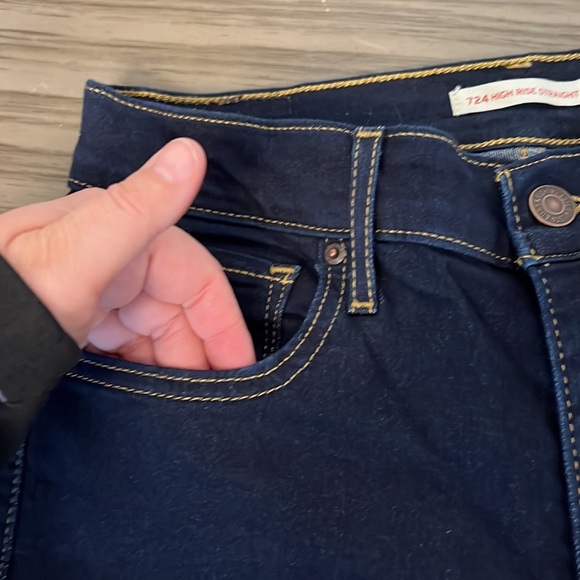 LEVIS HIGH RISE STRAIGHT WOMENS DARK WASH JEANS 26 - Picture 11 of 12